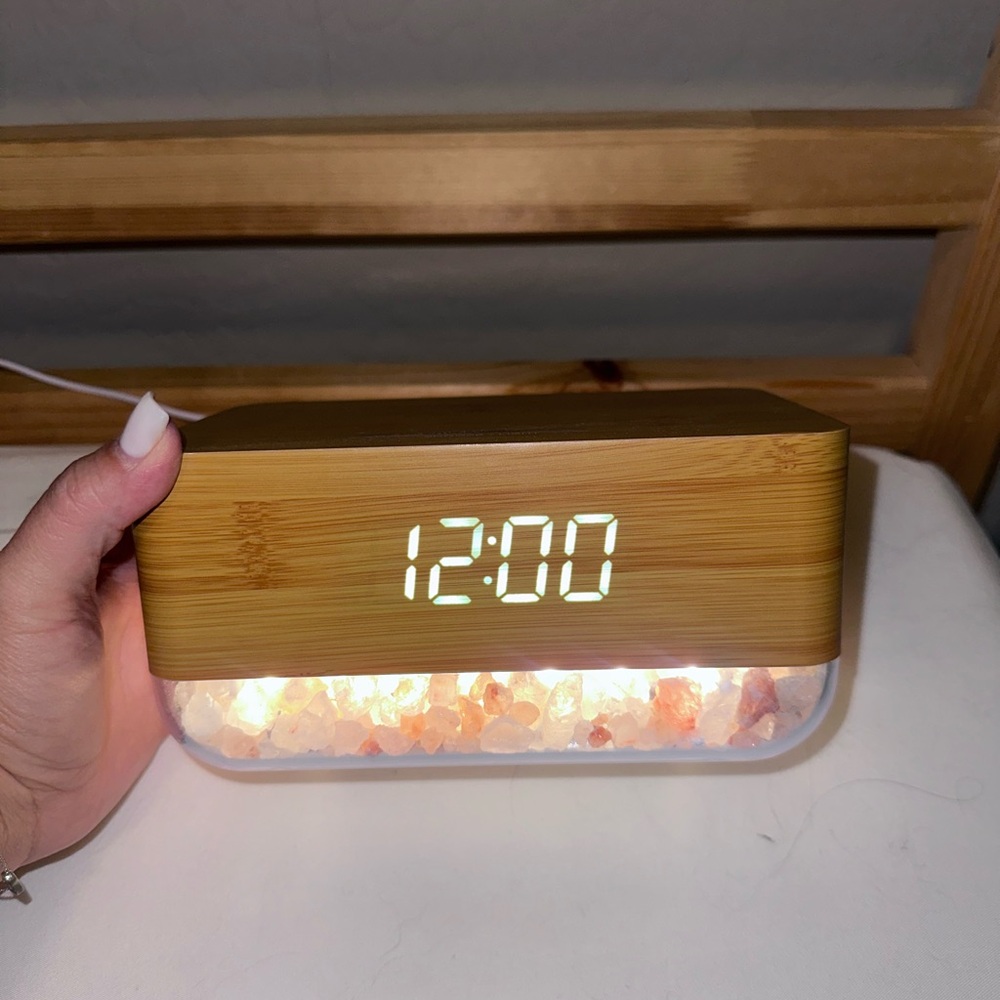 Urban Outfitters Bamboo LED Clock with Himalayan Salt